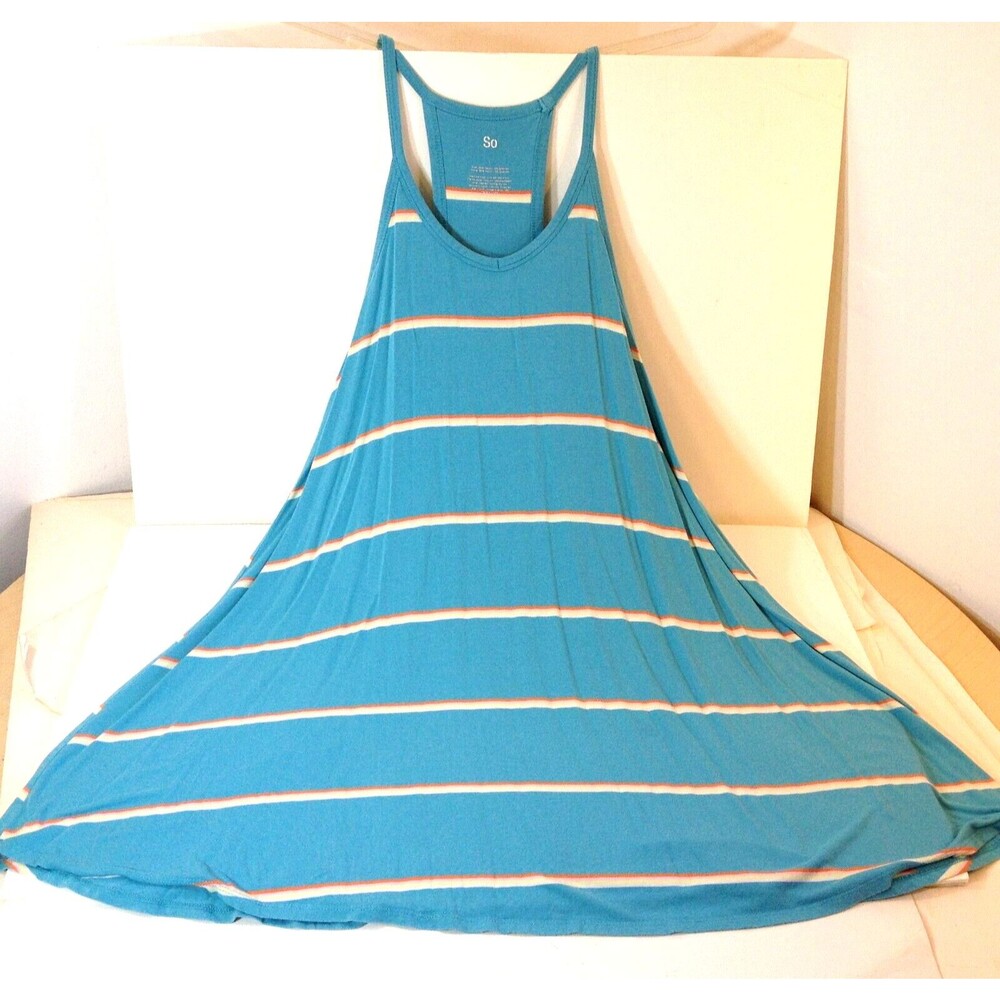 So Striped Halter Dress Size Large Colorful Comfort